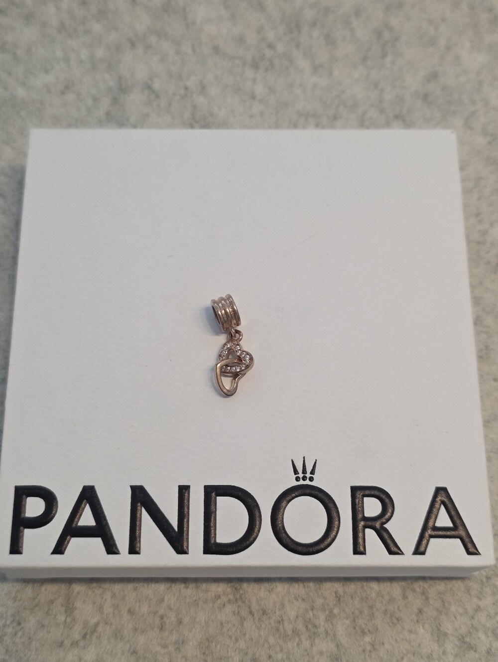 Pandora Rose Gold Interlocking Hearts Dangle Charm Retired - Picture 2 of 6